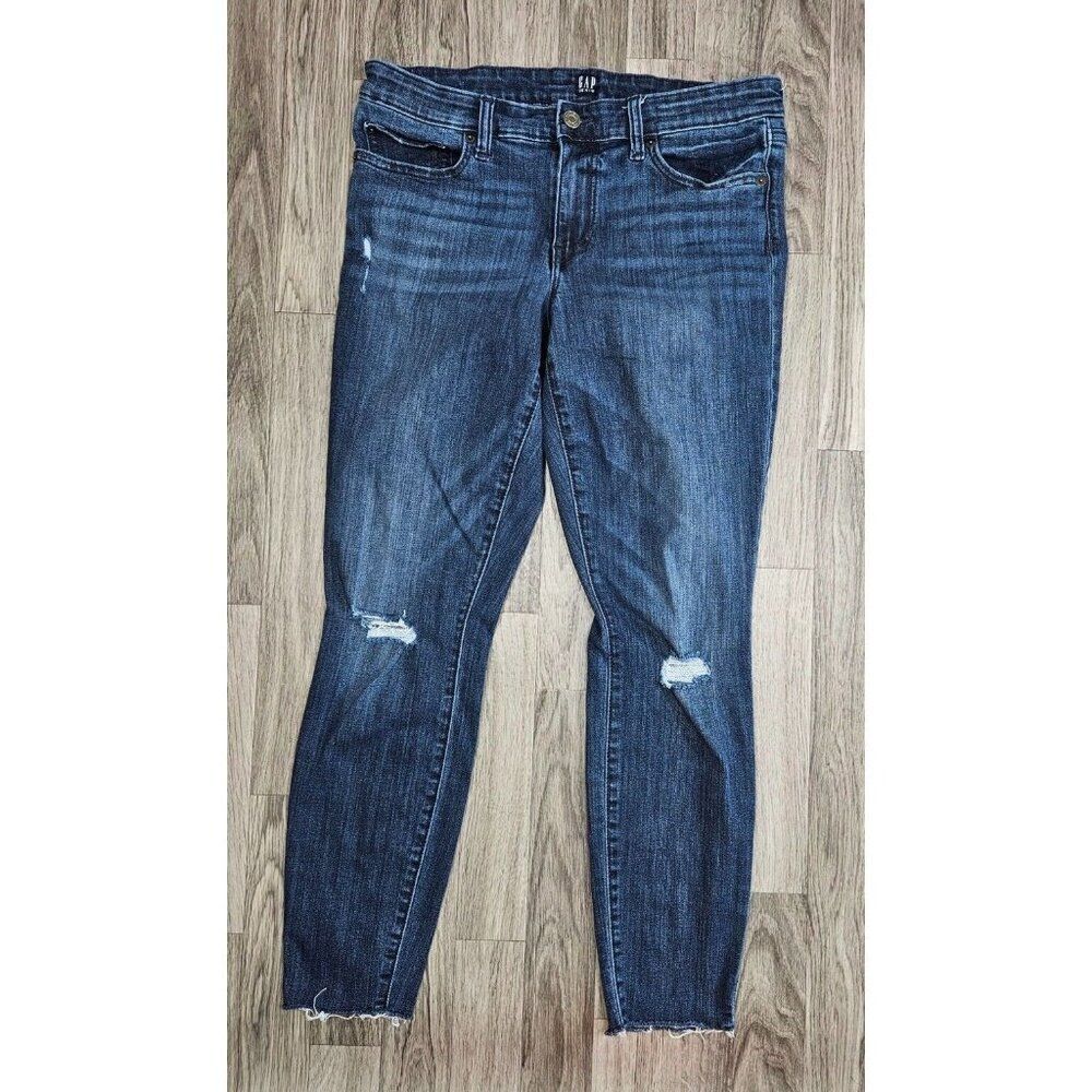 Gap Womens Size 29 Regular‎ Skinny Distressed Denim Blue Jeans Leggings